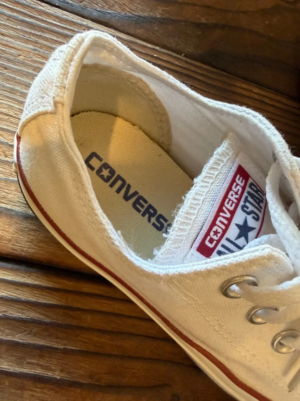 NWT Converse Classic Low Top Sneakers in Cream and Red Trim - Picture 6 of 7